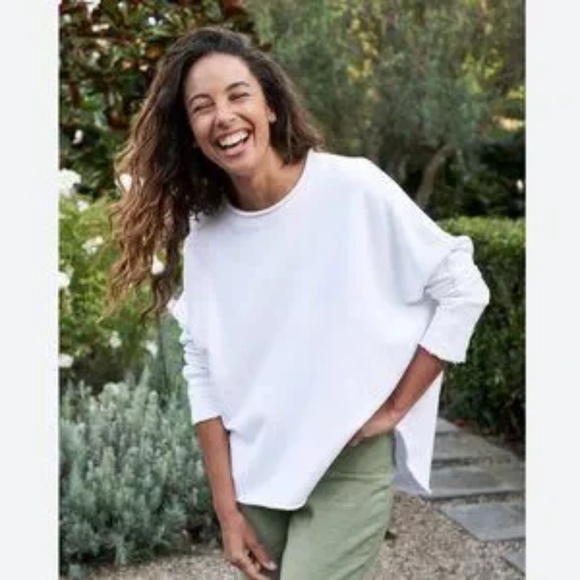 Frank & Eileen Tops - NEW FRANK & EILEEN TEE LAB WHITE ANNA LONG SLEEVE CAPELET FLEECE SWEATSHIRT SZ M